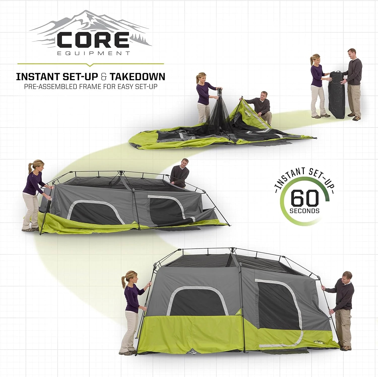9 Person Instant Cabin Tent - 14' x 9', Green