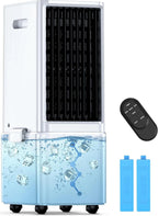 Portable Air Conditioners w/Remote, 4 Modes & 3 Speeds, Waterless Alert System & 2.4-Gal Tank for 20H Cooling, 12H Timer for Auto Off, 3-IN-1 Evaporative Air Cooler for Room Bedroom Home