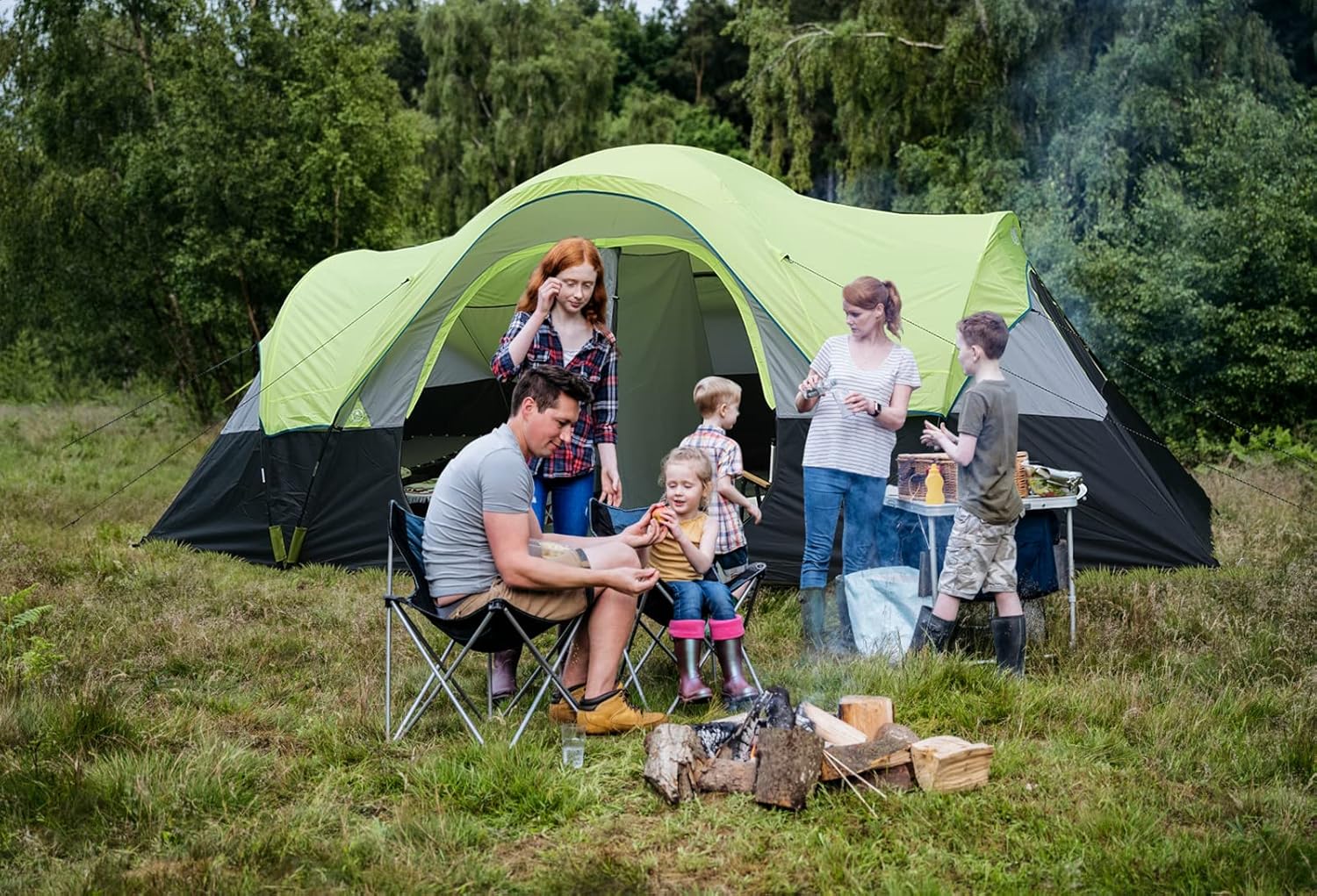 Camping Tent 10-Person-Family Tents, Parties, Music Festival Tent, Big, Easy Up, 5 Large Mesh Windows, Double Layer, 2 Room, Waterproof, Weather Resistant, 18ft x 9ft x78in