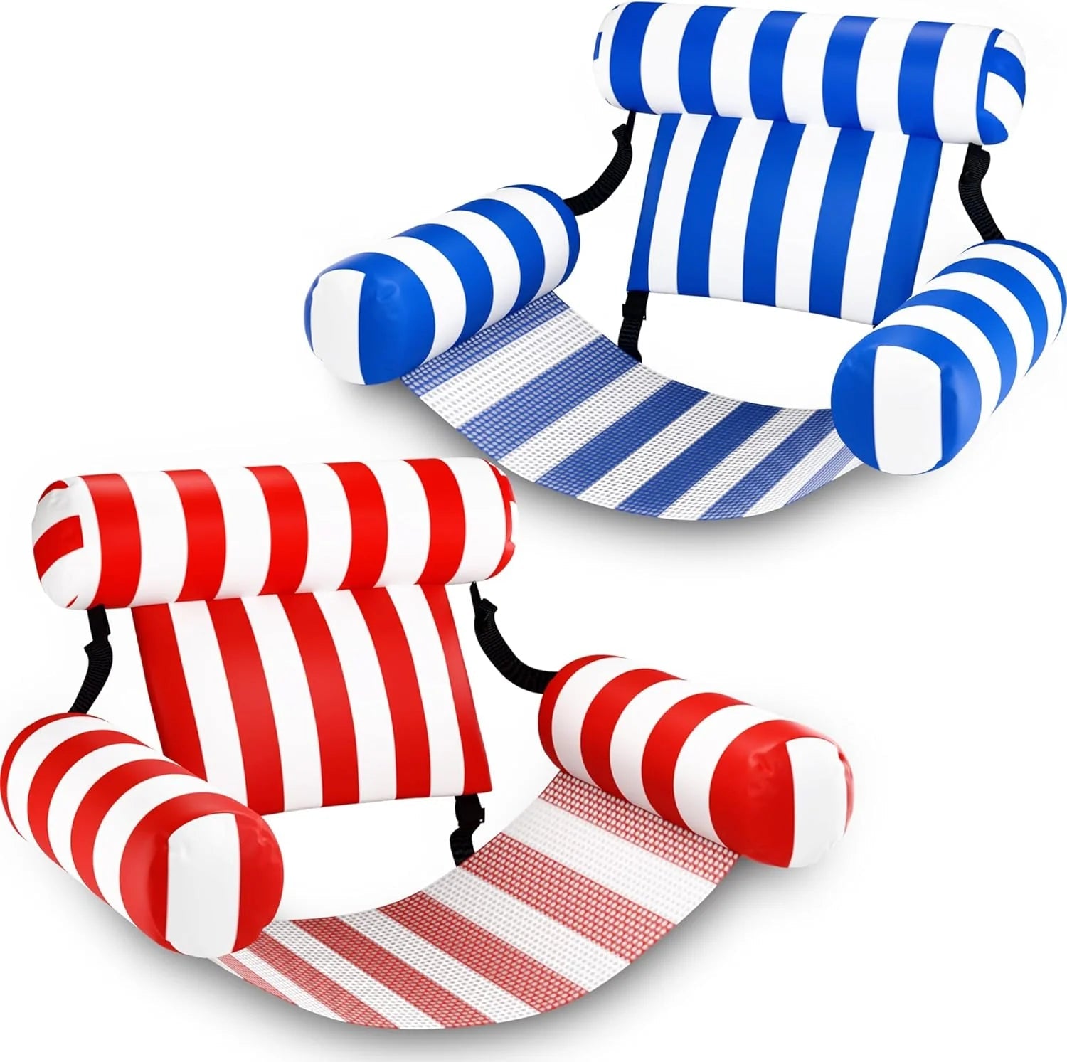 Pool Wave Pool Floats Chairs Adult, 2 Packs Heavy Duty Inflatable Swimming Pool Lounges, Fabric Floating Hammock, Kids Blow Up Pool Noodles, Lake Raft Floaties, Fun Summer Outdoor Water Party Game