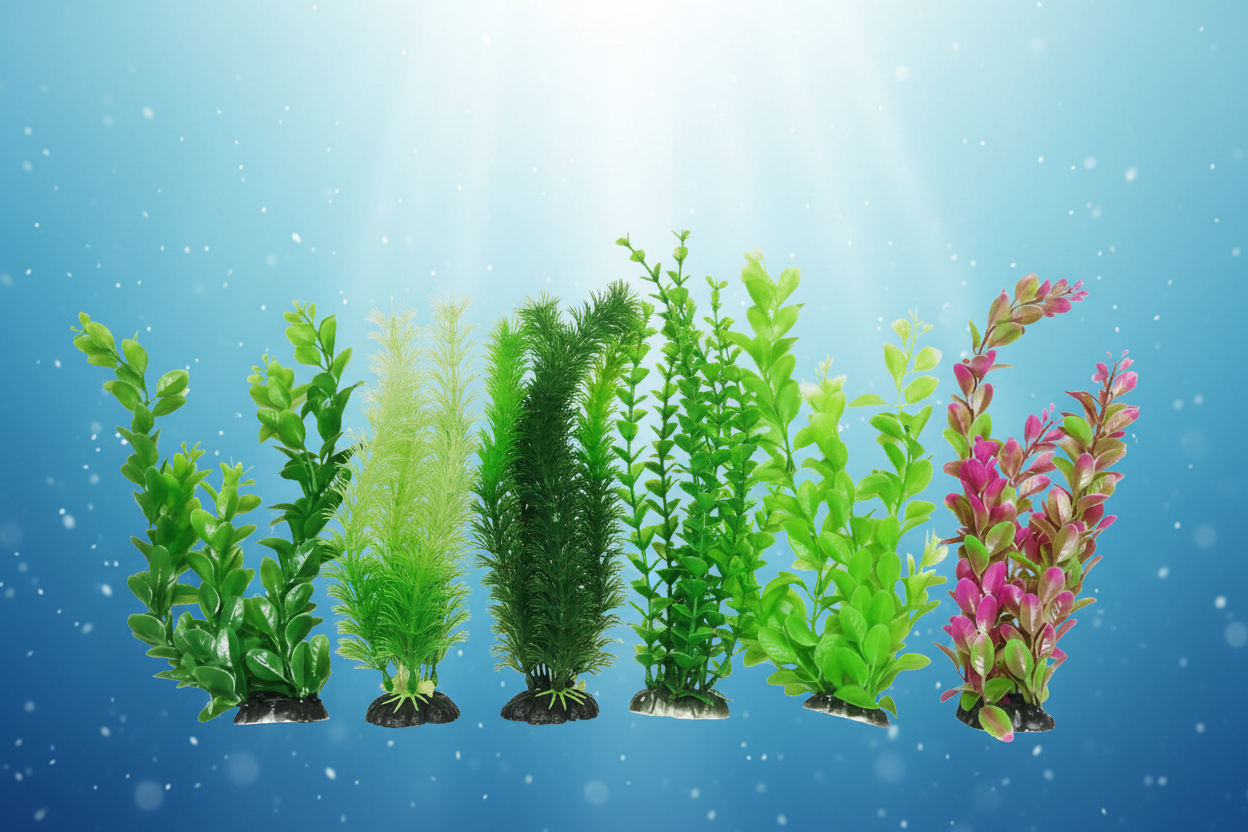 Artificial Aquarium Plant Pack Weighted Base Assorted Colors