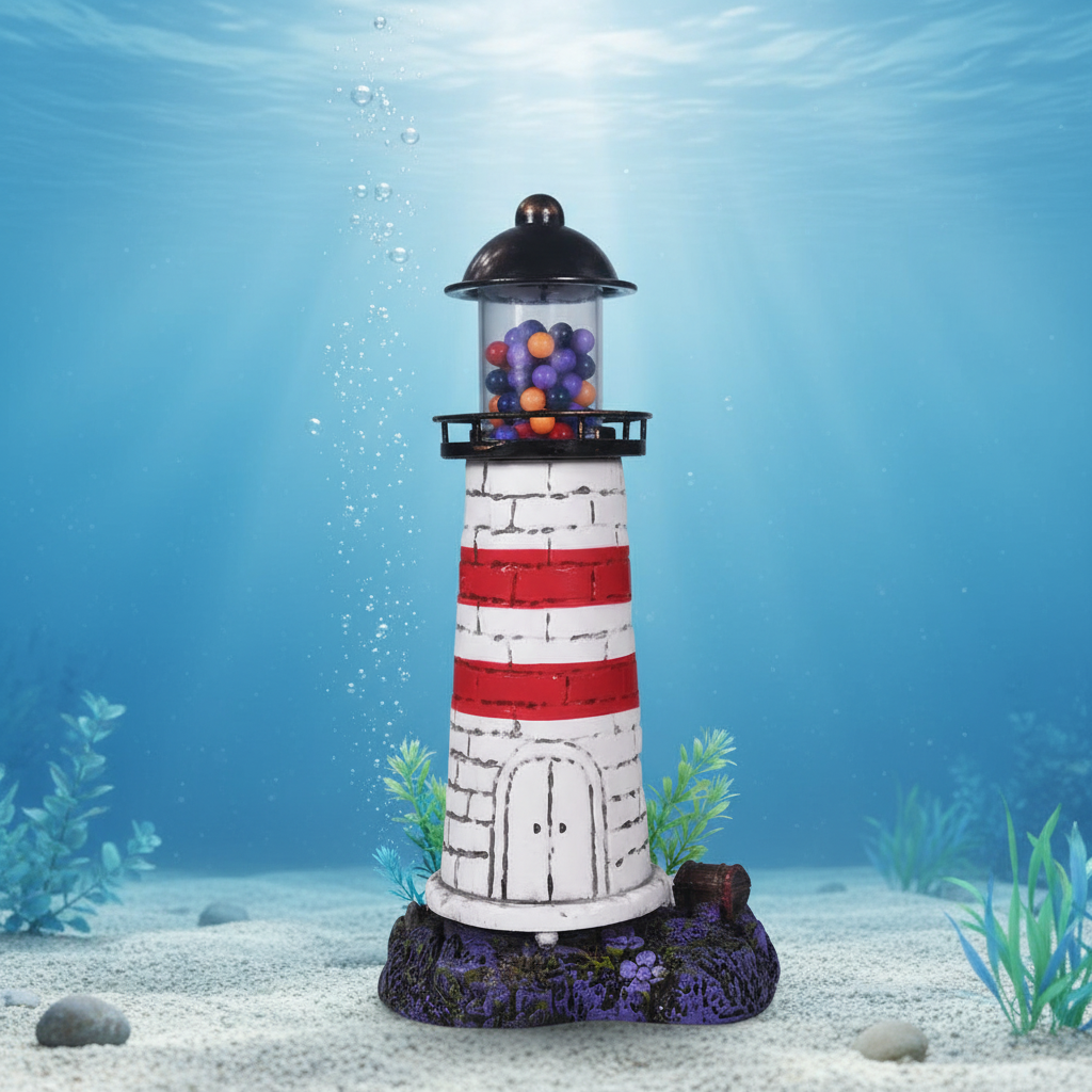 Lighthouse Aquarium Ornament Bubbler Aerator 7.5in