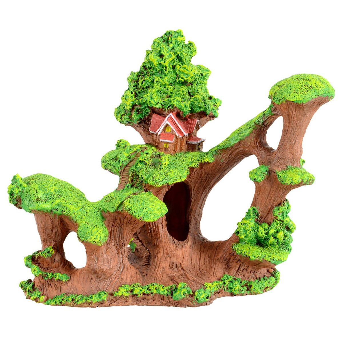 Underwater Treasures Treehouse Aquarium Ornament Decorative Fish Tank Decor 6.5in