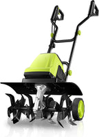 Electric Tiller, 15-Amp 18-Inch Width 9-Inch Depth Corded Tiller Cultivator 24 Durable Steel Tines Gardening Tiller with Adjustable Wheels Foldable Handle for Easy Soil Cultivation